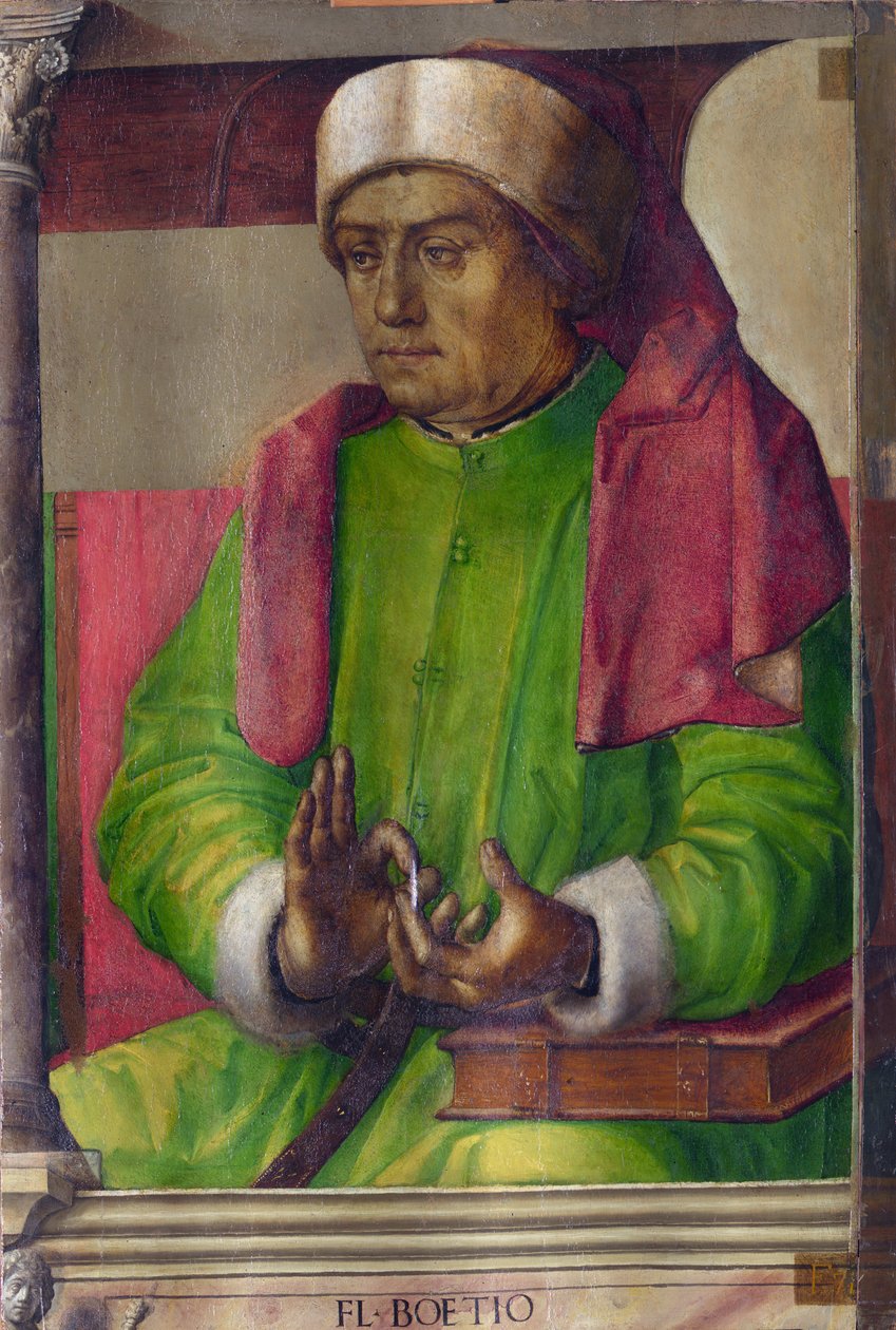 Boece (480-524) - Boethius par Berruguete, Pedro (1450-1503). Olie på træ, størrelse: 97x63, ca. 1473-1475, National Gallery of the Marche, Urbino af Pedro Berruguete