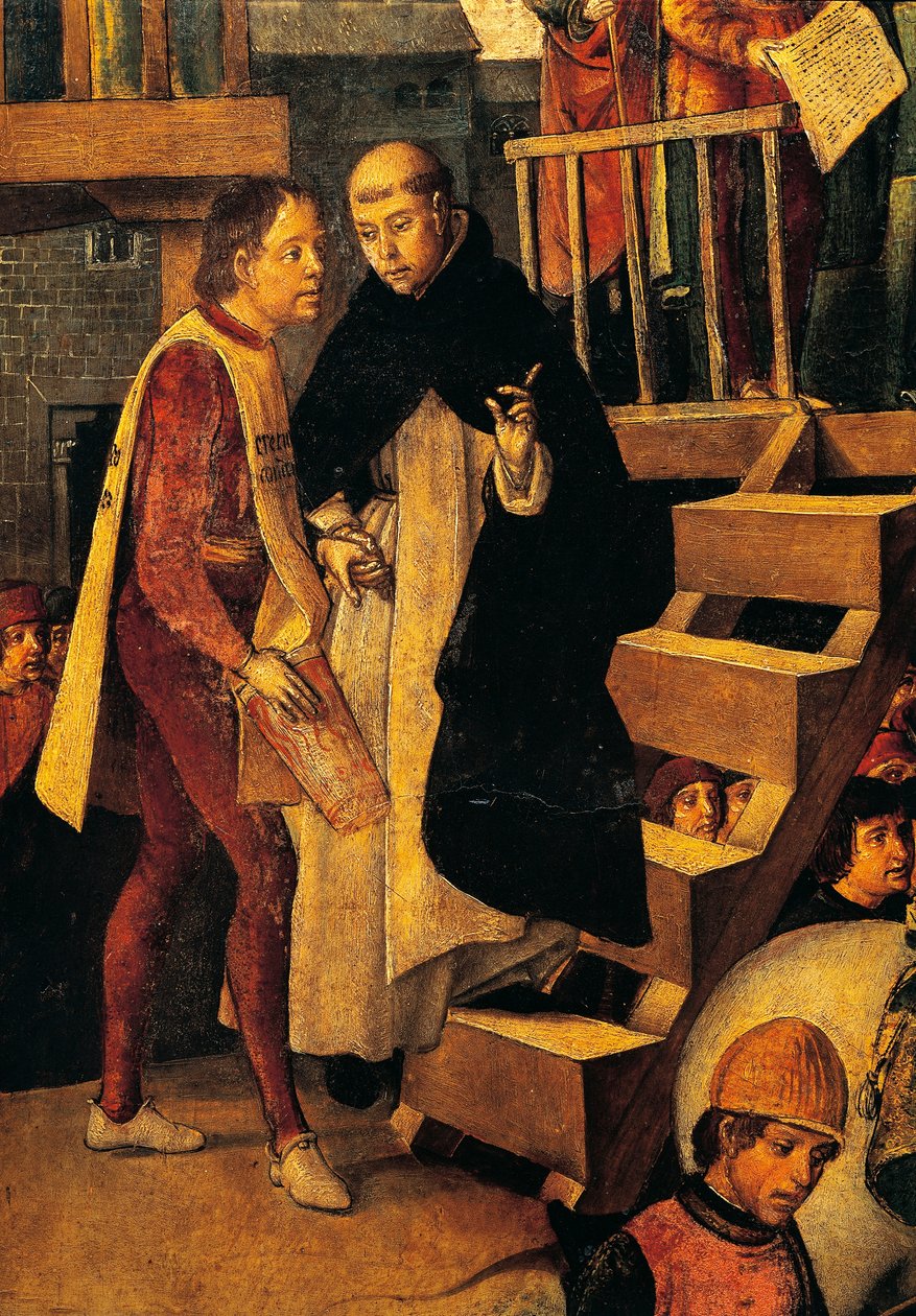 Dømt mand går til inkvisitionsretten, detaljer fra Autodafe ledet af San Domenico Guzman af Pedro Berruguete (cirka 1450-cirka 1504) af Pedro Berruguete