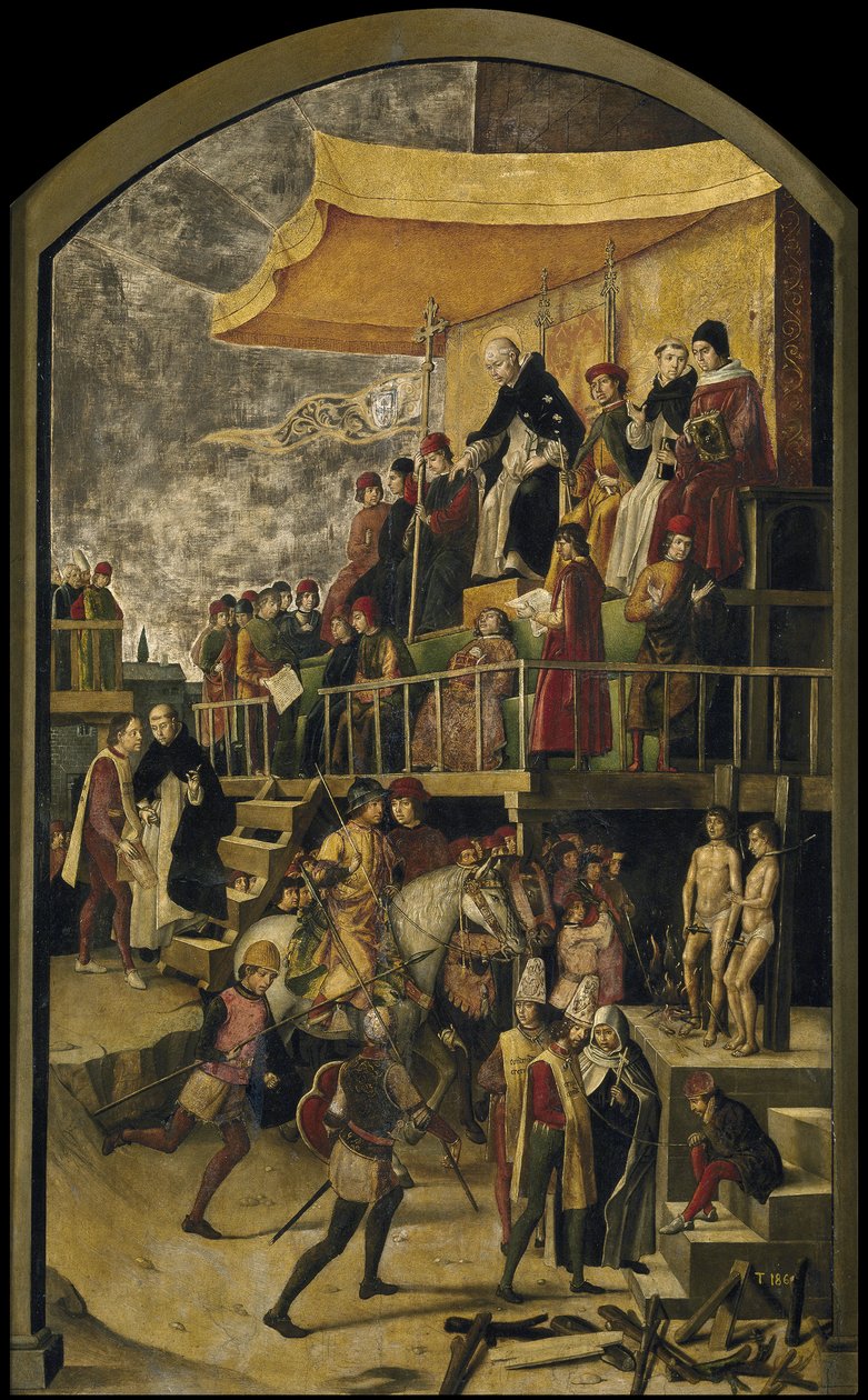 Saint Dominic præsiderer over en Auto da Fe, ca. 1495 af Pedro Berruguete