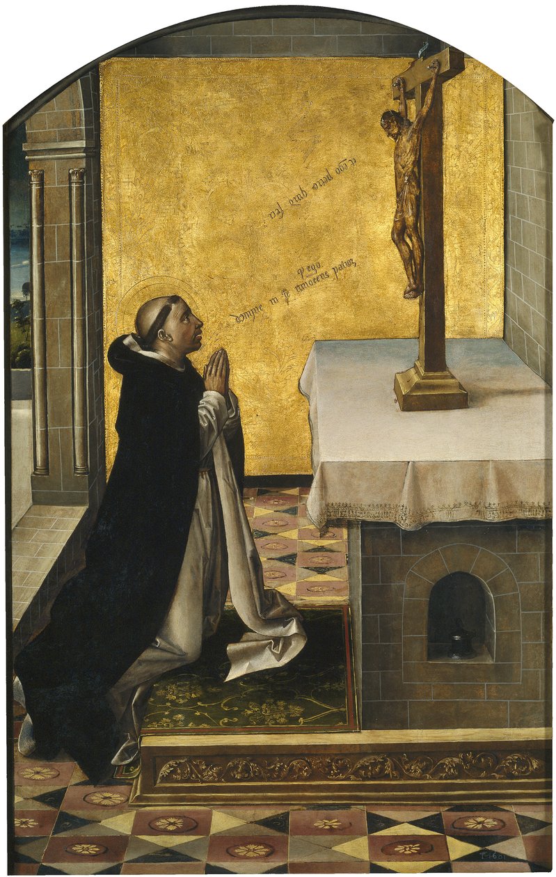 Sankt Peter Martyr ved bønnen, 1493-1499 af Pedro Berruguete