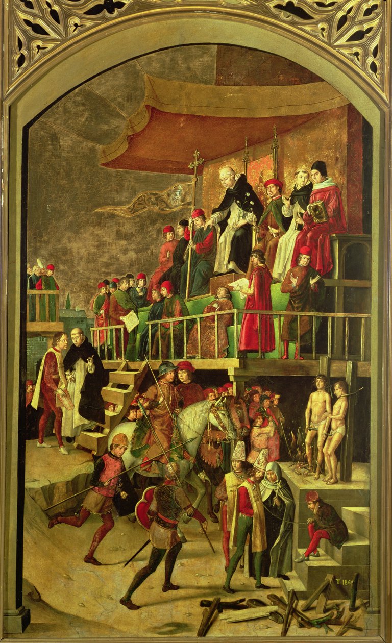 St. Dominic præsiderer over forbrændingen af kættere af Pedro Berruguete