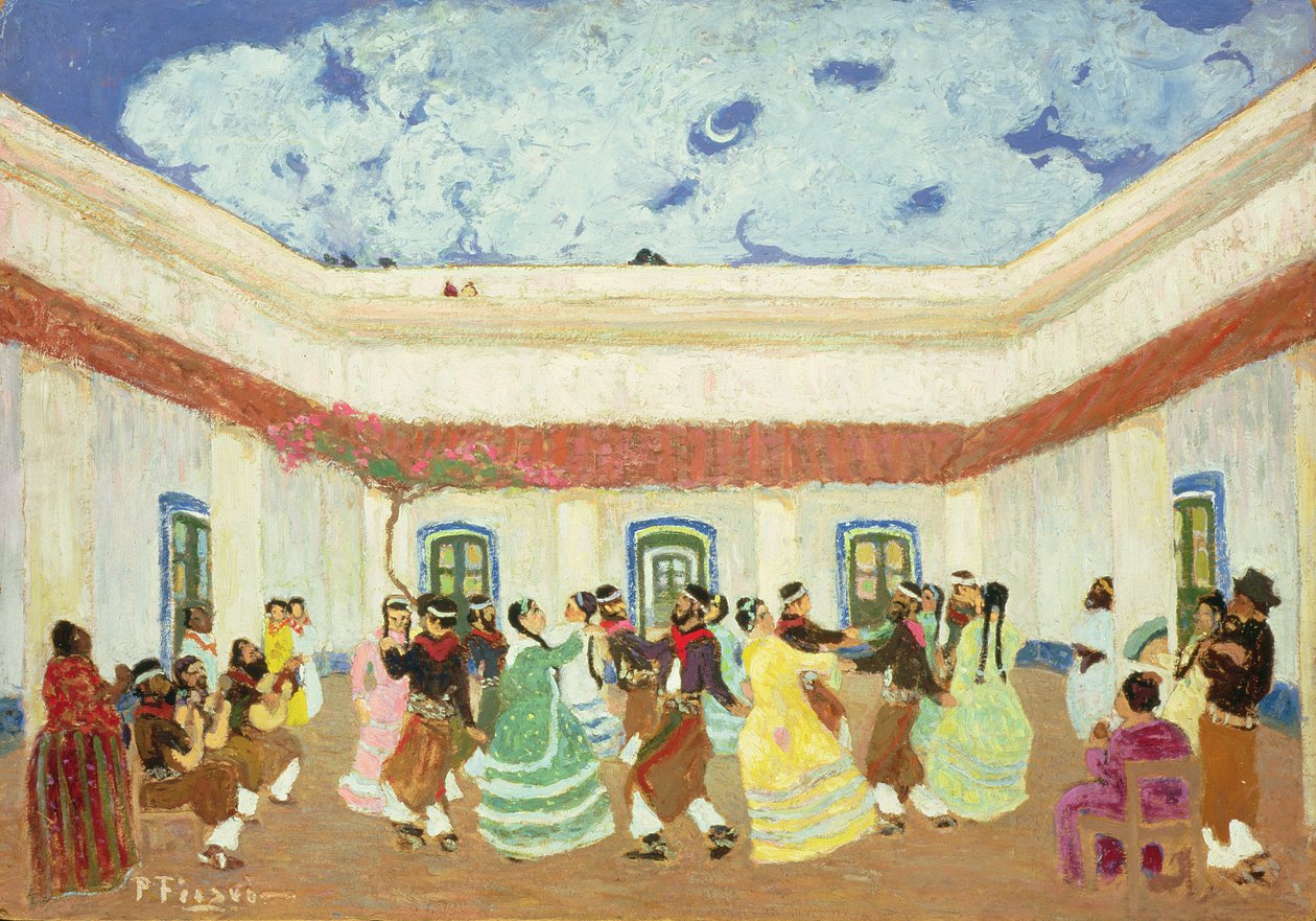 The Patio (olie om bord) af Pedro Figari