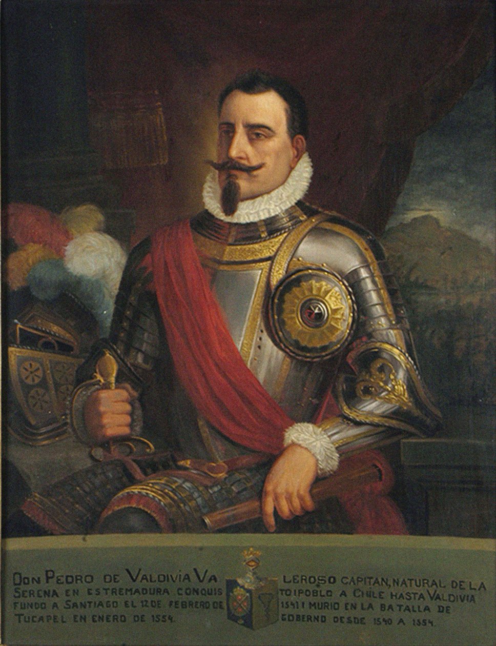 Portræt af Pedro de Valdivia, 1874 af Pedro León Carmona