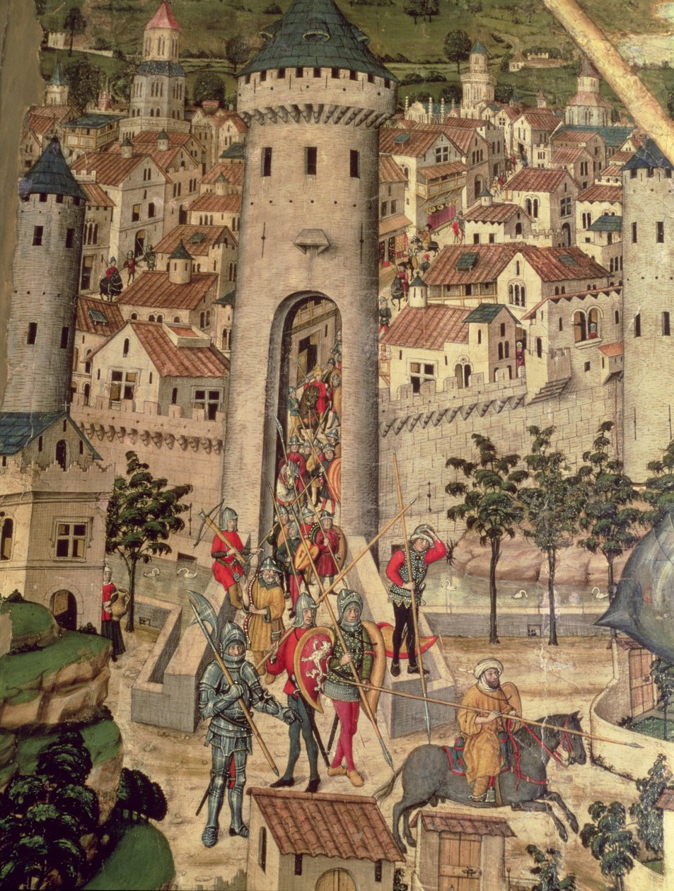 Sankt Jordi-altertavle, detalje, der viser erobringen af byen Mallorca af James I