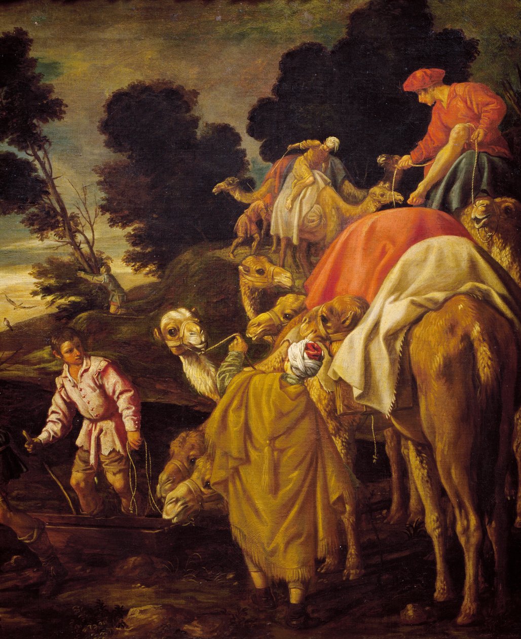 Karavane af kameler, detalje fra Rebecca lod Eliezer drikke ved brønden, maleri af Pedro Orrente (ca. 1580-1645), Spanien af Pedro Orrente
