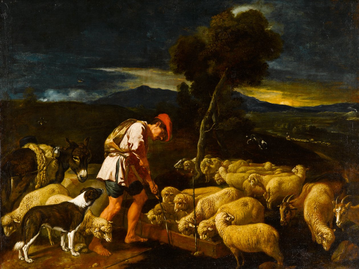 Jacob vander Labans-får før skrællede grene, c.1612-1622 af Pedro Orrente