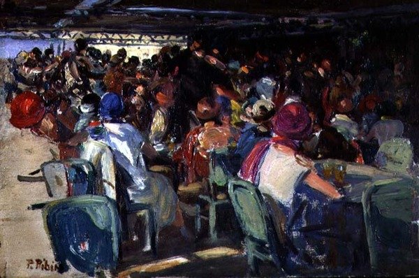 Cafe Scene (olie om bord) af Pedro Ribera