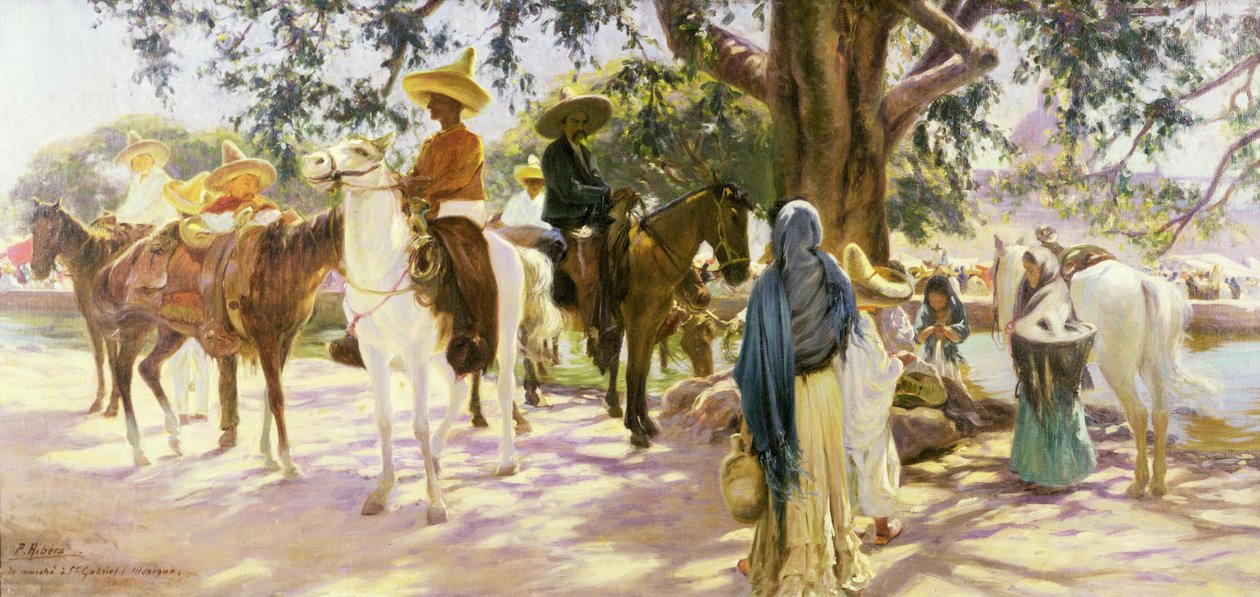 Markedsdag i San Gabriel (1909), Mexico af Pedro Ribera
