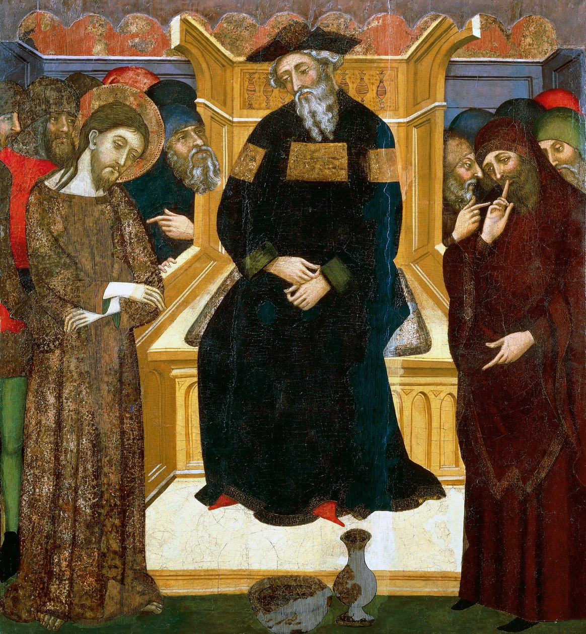 Kristus før Pilatus, af Pedro Serra eller Pere Serra (aktiv mellem 1363 og 1399), maleri på træ. af Pedro Serra