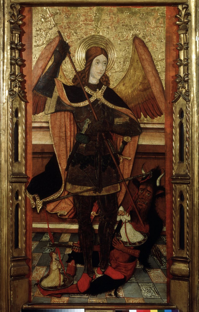""Ærkeenglen Michael vejer de dødes sjæle"" (Ærkeenglen Michael vejer de dødes sjæle) Maleri af Pedro Espalargues den yngre (1500-tallet) Pushkin Museum, Moskva af Pedro the Younger Espalargues