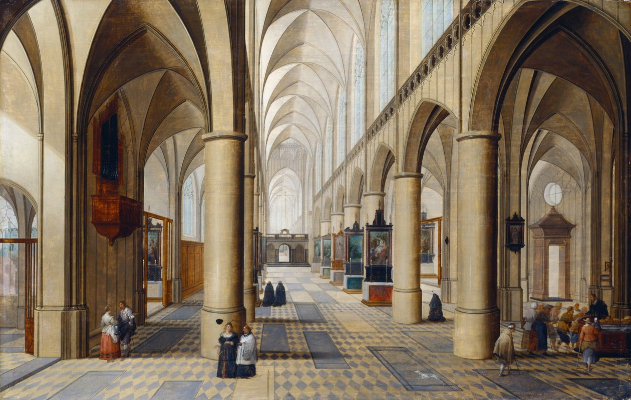 Interiør i en gotisk kirke af Pieter the Elder Neeffs