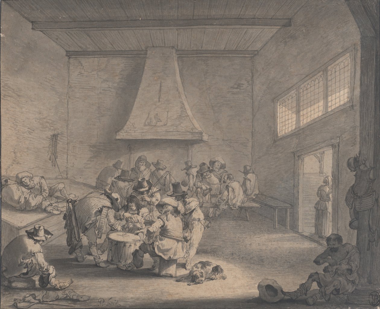 Vagtstue Scene, ca.1700. af Peeter Bout