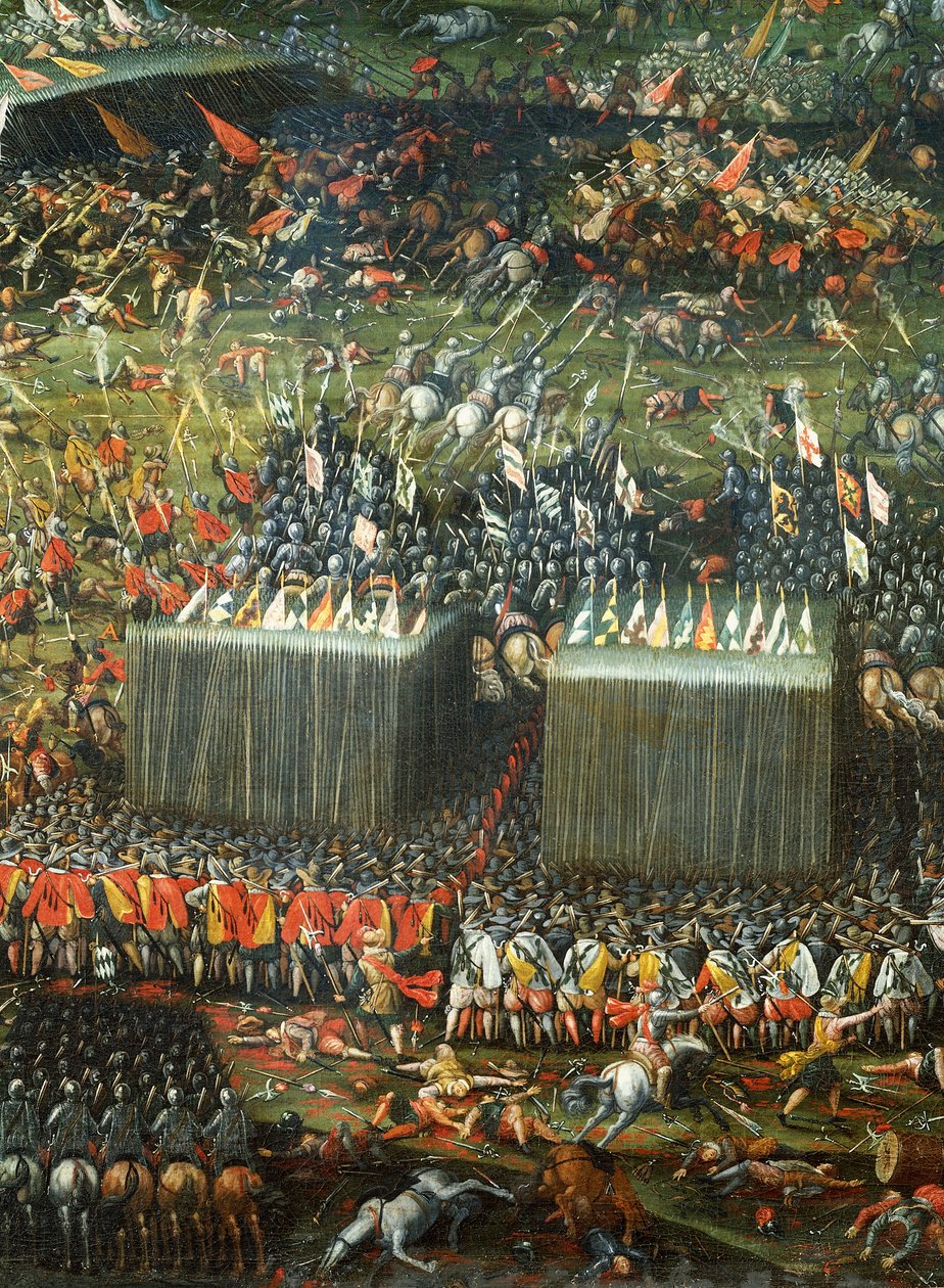 Nederlag og flugt af ungarske og bøhmiske hære besejret af den kejserlige hær, Detalje fra slaget ved White Mountain nær Prag den 7.-8. november 1620, af Pieter Snayers, maleri i Santa Maria della Vittoria, Rom. Trediveårskrig, Tjekkiet af Peeter Snayers