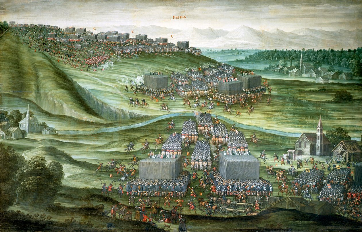 Indsættelse af tropper i White Mountain i første fase af slaget ved White Mountain den 7.-8. november 1620, maleri af Pieter Snayers (1592-1667) bevaret i Santa Maria della Vittoria-kirken, Rom af Peeter Snayers