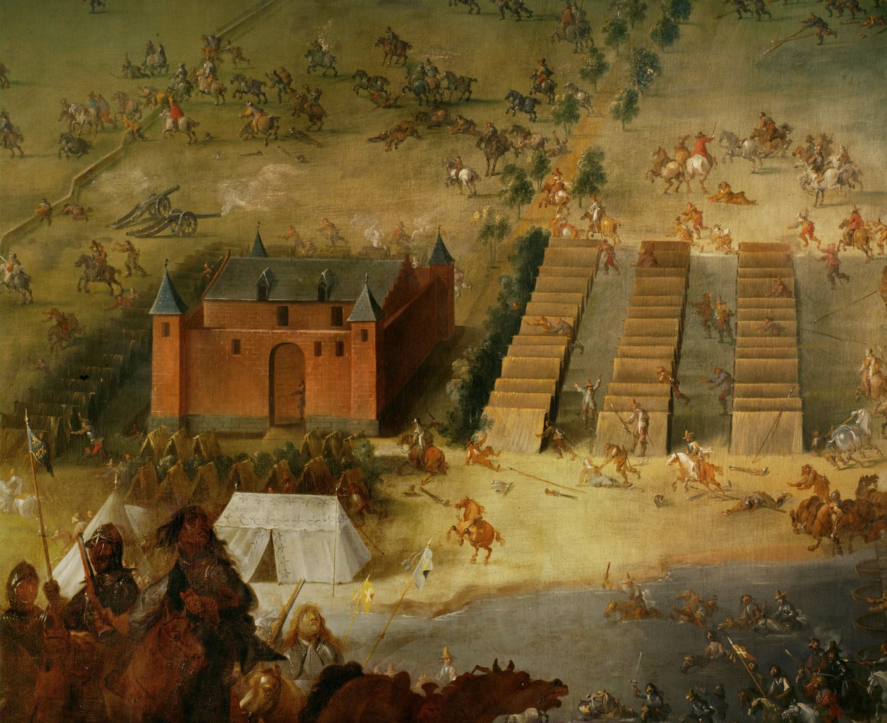Trediveårskrigen: Slaget ved Diedenhofen i 1639, hvor ligaens general, grev Piccolomini, besejrede franske tropper ... af Peeter Snayers