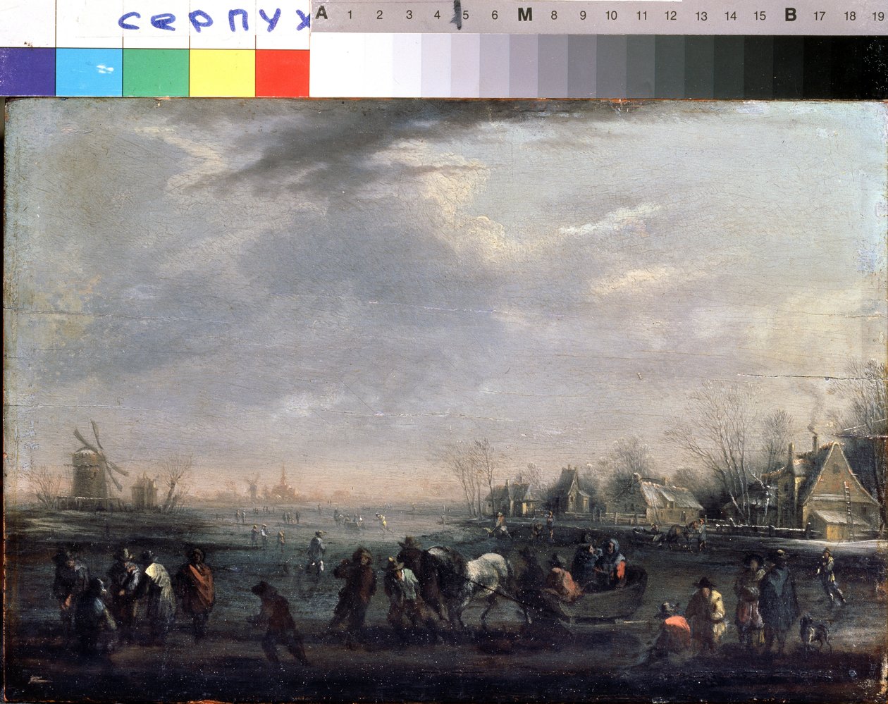 "Vinterlandskab med skatere" Maleri af Peeter Bout (1658-1719) Serpoukhov, Statens Museum for Historie og Kunst af Peeter or Pieter Bout