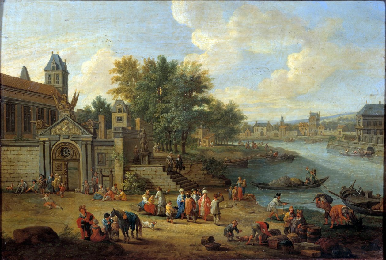Indgangen til arsenalet, Louviers-øen og spidsen af øen Saint Louis i Paris omkring 1670 Maleri af Peeter Bout (1658-1719) 1600-tallets søn. 0,41x0,56 m Paris, Musee Carnavalet af Peeter or Pieter Bout