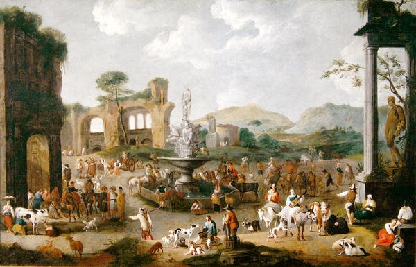 Et marked i Italien (olie på lærred) af Peeter van Bredael