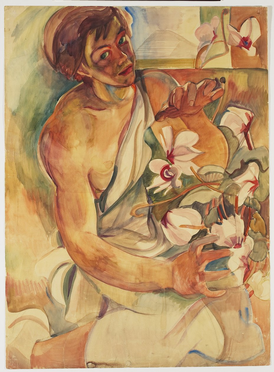Pegi med Cyclamens af Pegi Nicol Macleod
