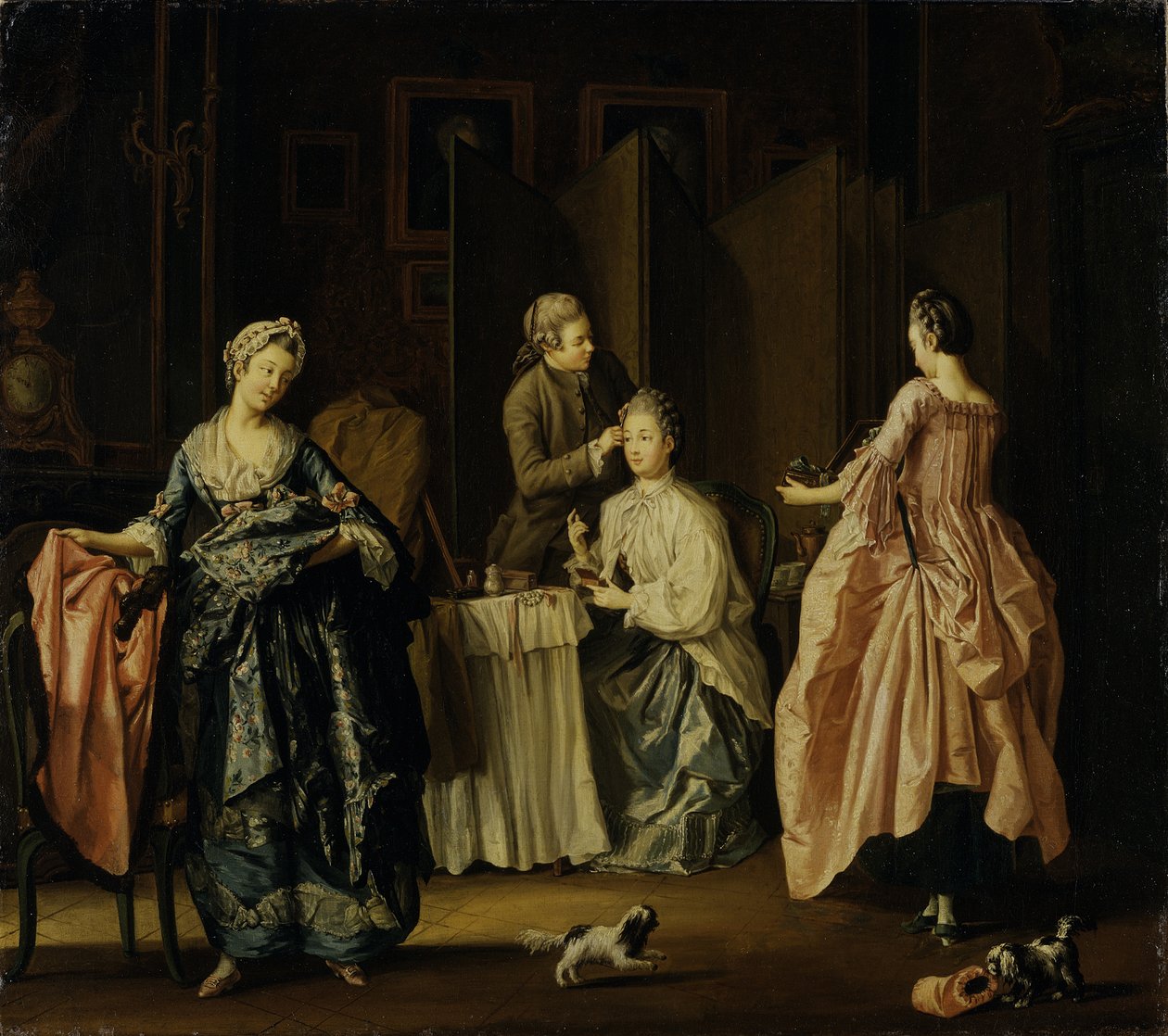 Morgentoilettet, Boudoir Scene af Pehr Hilleström