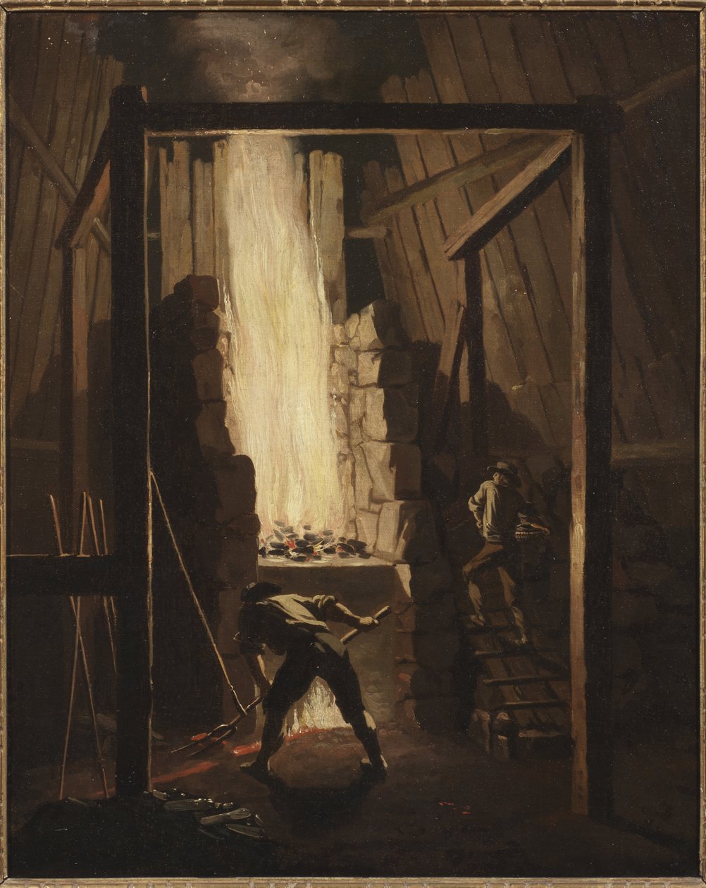 Interiør af kobberstøberiet i Falun (Ruskind) - Interiør af kobberstøberiet i Falun, af Hillestroem, Pehr (1732-1816). Olie på lærred af Pehr Hilleström