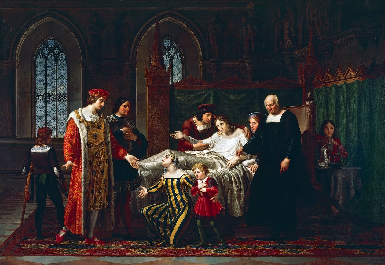 Charles VIII møde med døende Gian Galeazzo Sforza i Pavia af Pelagio Palagi