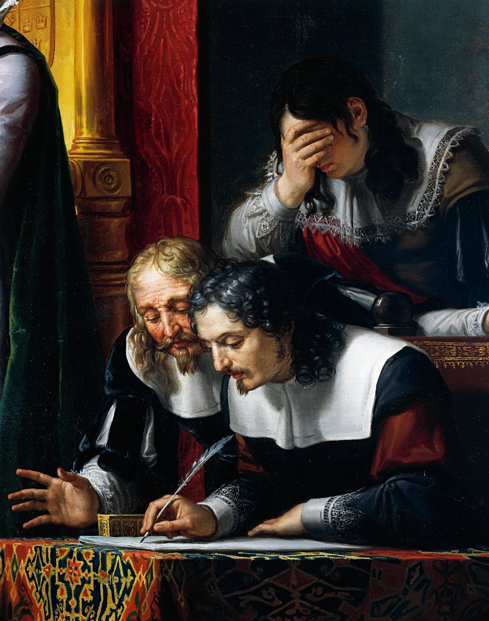Gustav II Adolphus Vasa pålægger sin datter Cristina troskabsed, detalje, af Pelagius Pelagi (1775-1860), olie på lærred af Pelagio Palagi
