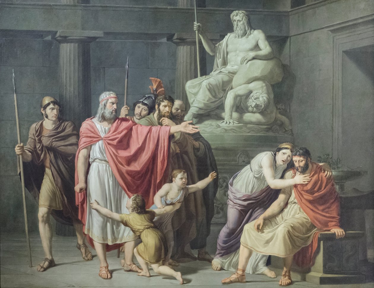 Leonidas fordømmer Celembrotus (olie på lærred) af Pelagio Palagi