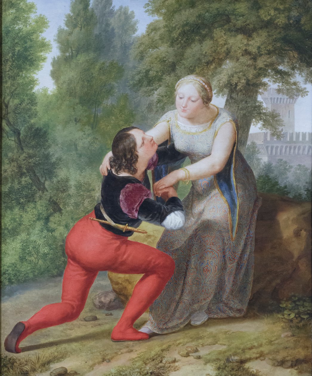 Orombello og Beatrice di Tenda på slottet i Binasco (olie på lærred) af Pelagio Palagi