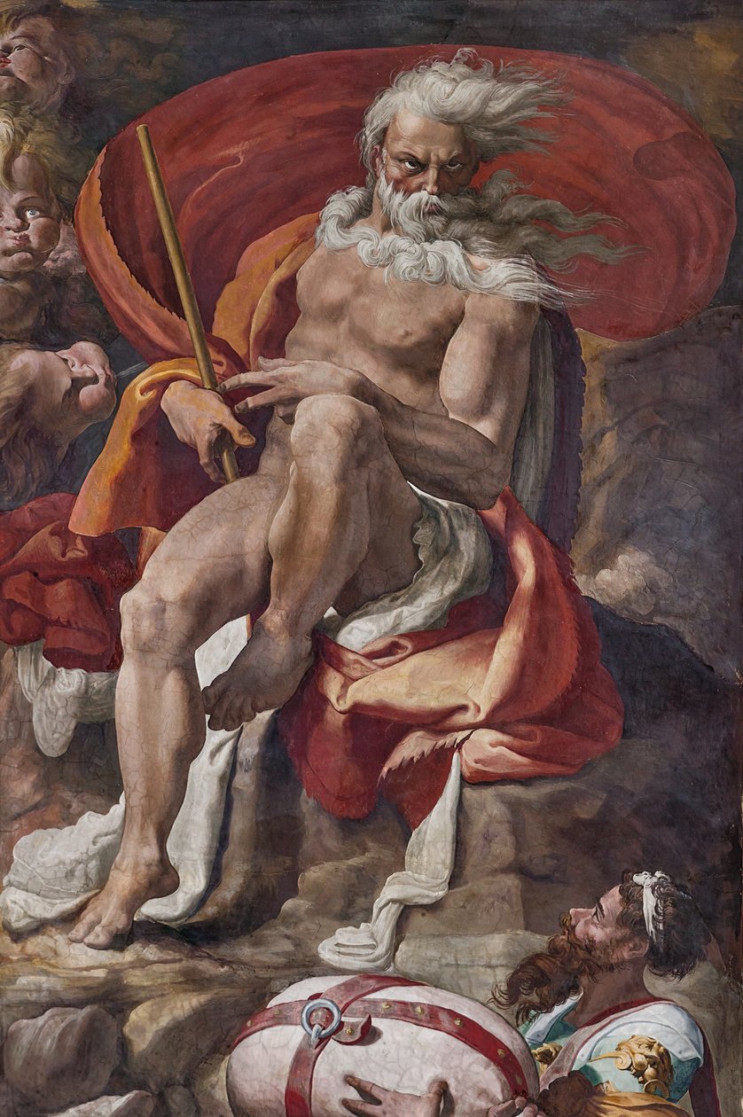 Aeolus giver Ulysses posen med alle vindene, detaljer fra Room of Polyphemus af Pellegrino Tibaldi