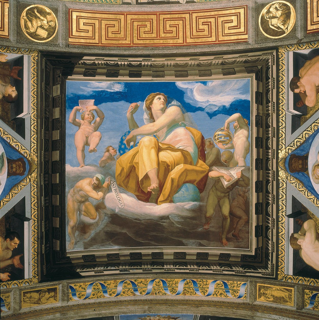 Personificering af astrologi, Fresco, der er en del af en serie af 7 liberale kunster af Pellegrino Tibaldi