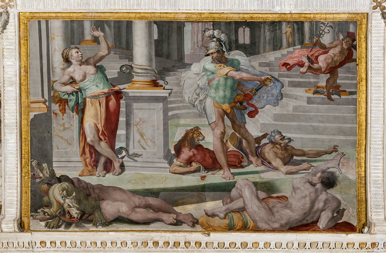 Ulysses og Circe, detalje fra Polyphemus Room af Pellegrino Tibaldi