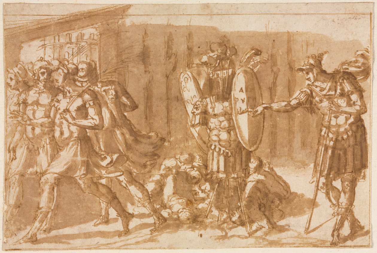 Sejrrige soldater med trofæ, 1550