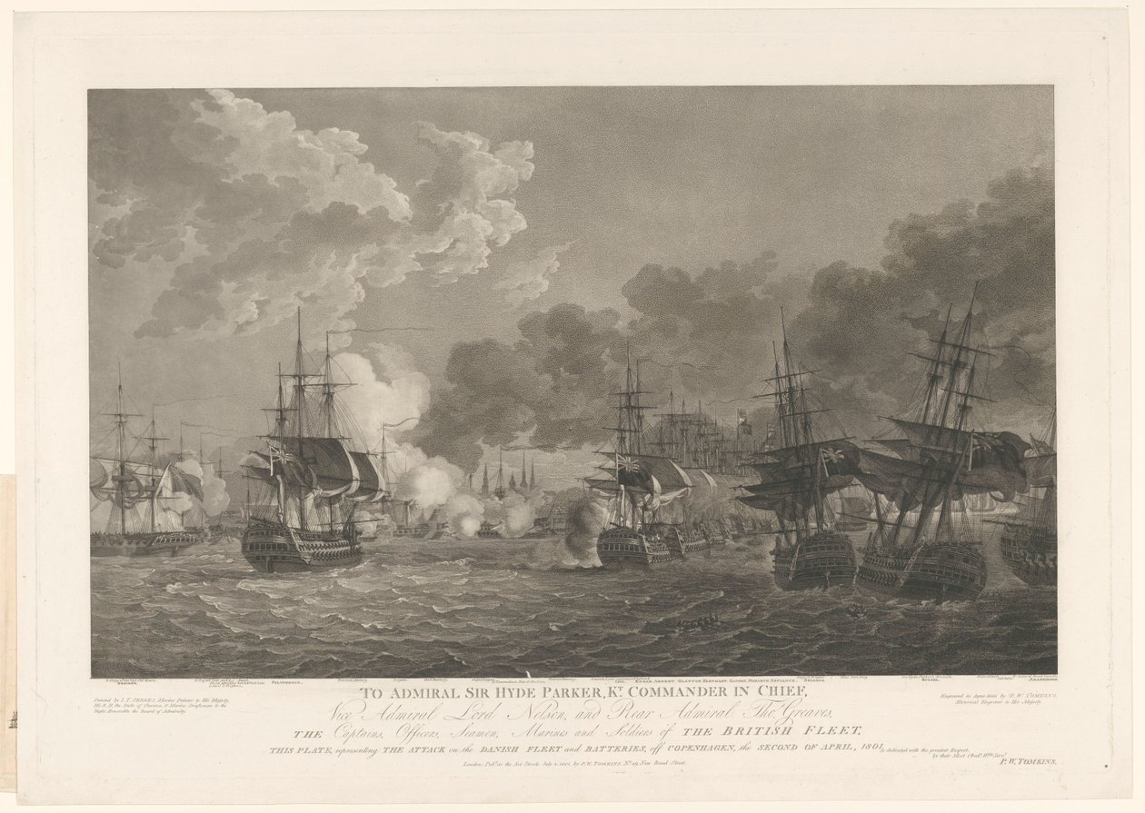 Udsigt over søslaget ved København, 1801 af Peltro William Tomkins