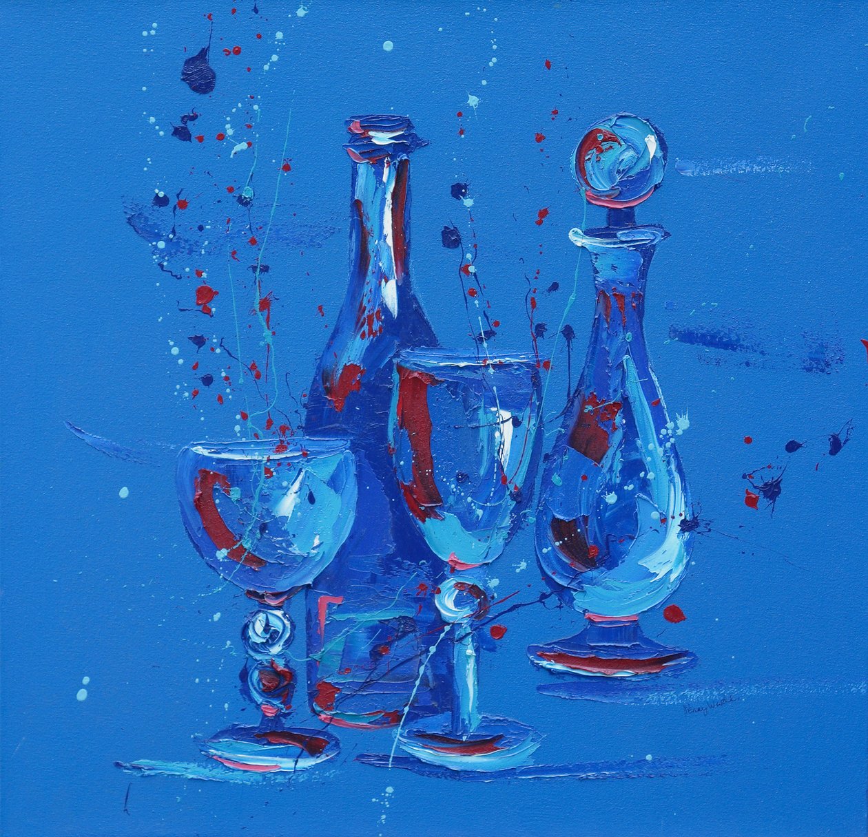 Still Life in Blue, 2005 (olie på lærred) af Penny Warden