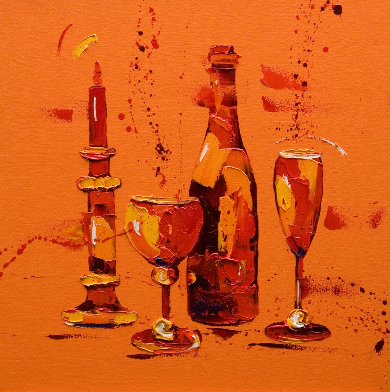Still Life in Orange, 2005 (olie på lærred) af Penny Warden