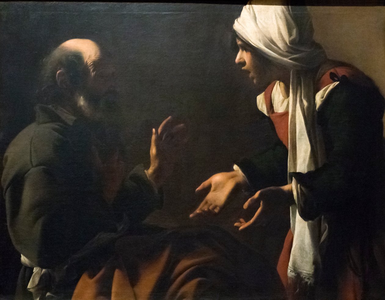 The Denial of Saint Peter (olie på panel) af Pensionante de Saraceni