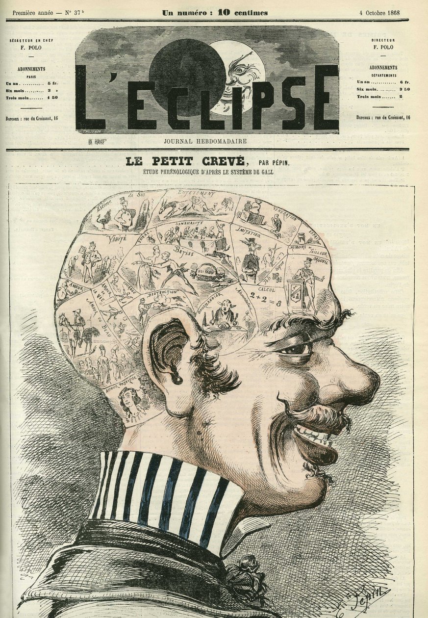 Lille Creve, studerer frenologi. Cover i "" L
