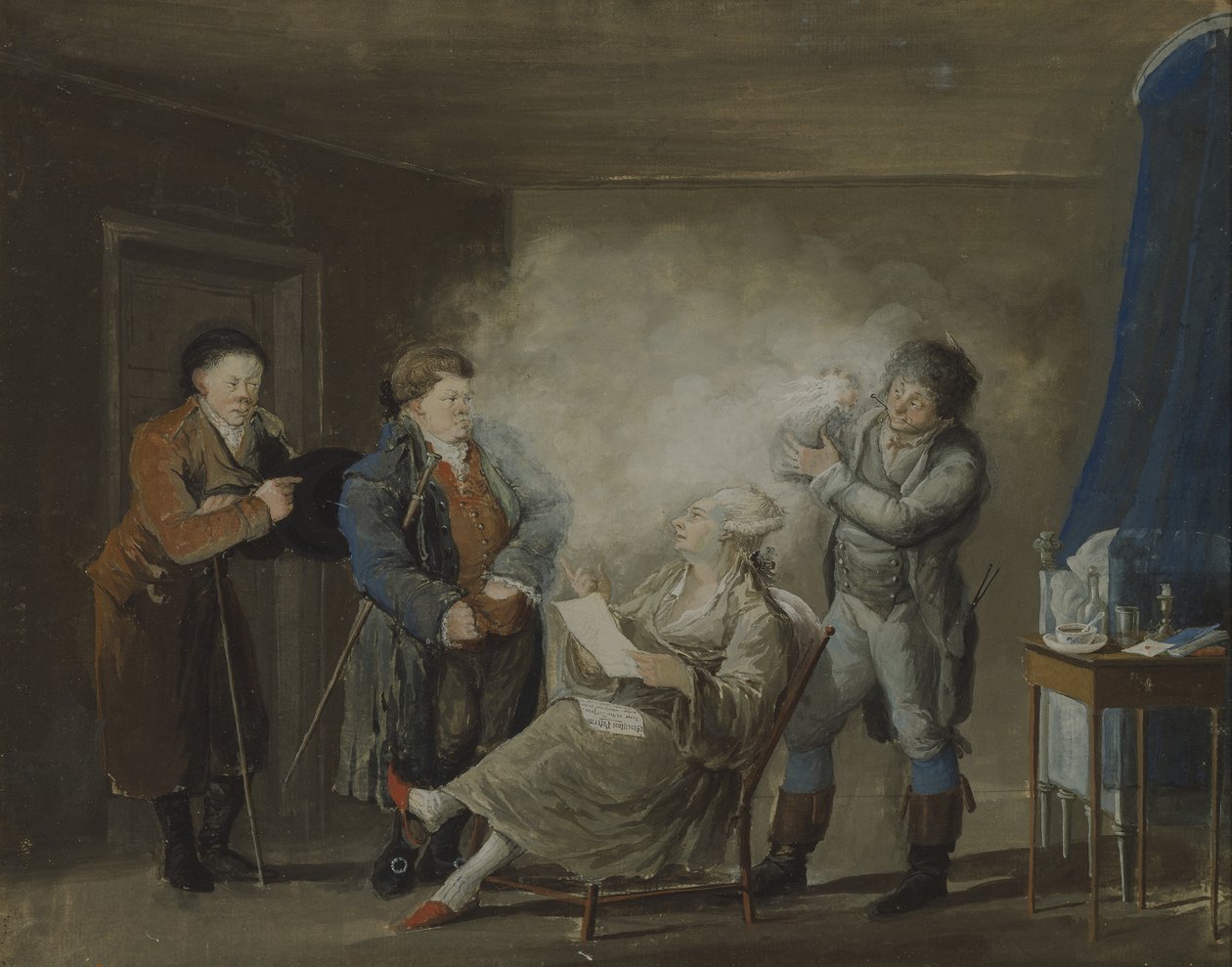 Mens parykken bliver pudret, ca. 1800 af Per Nordqvist
