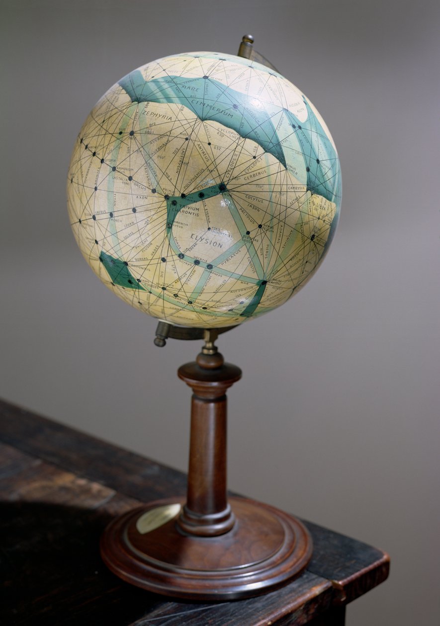 Globus af planeten Mars, lavet 1903-09 af Percival Lowell