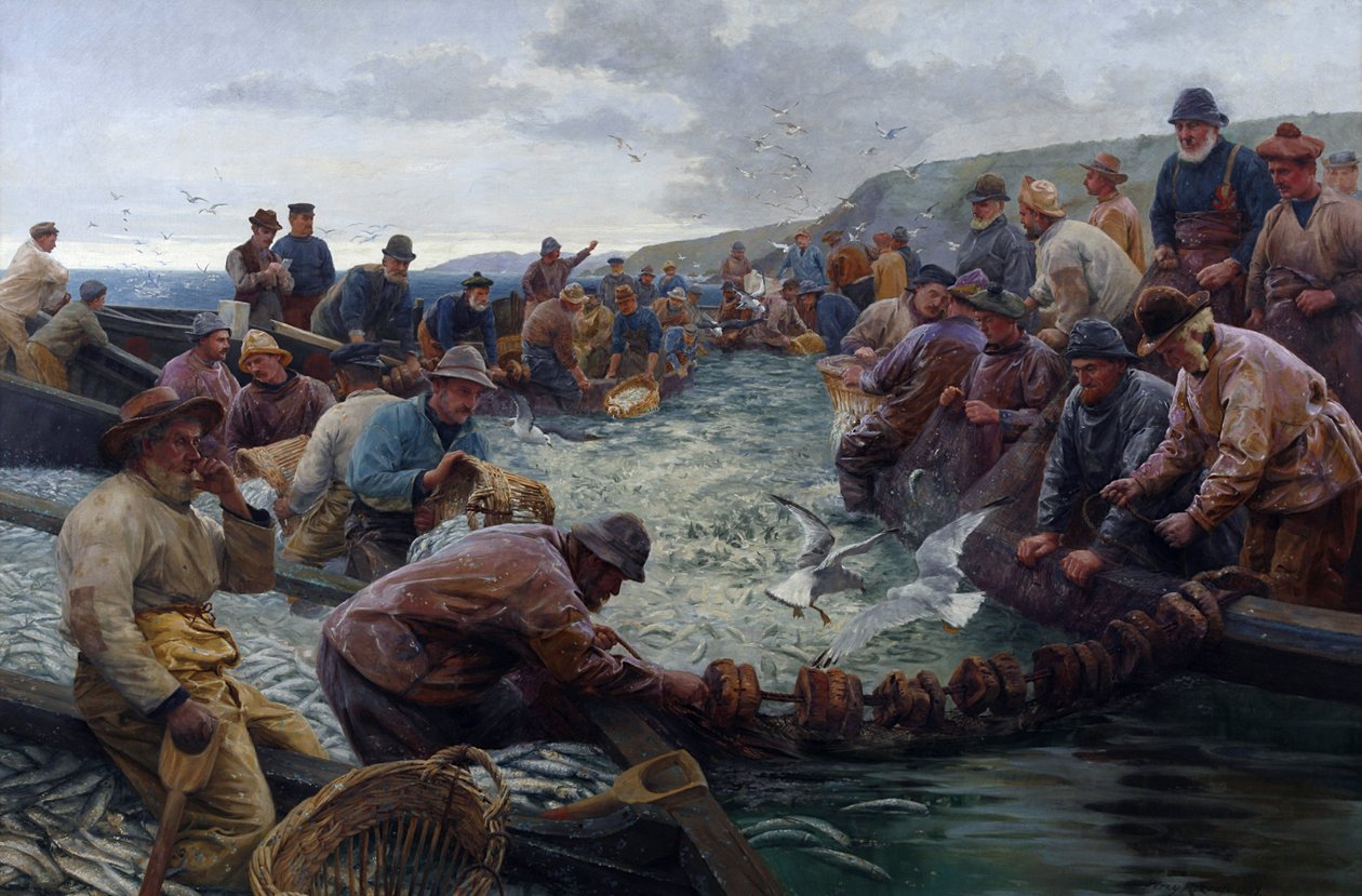 Tucking a School of Pilchards, 1897 af Percy Robert Craft