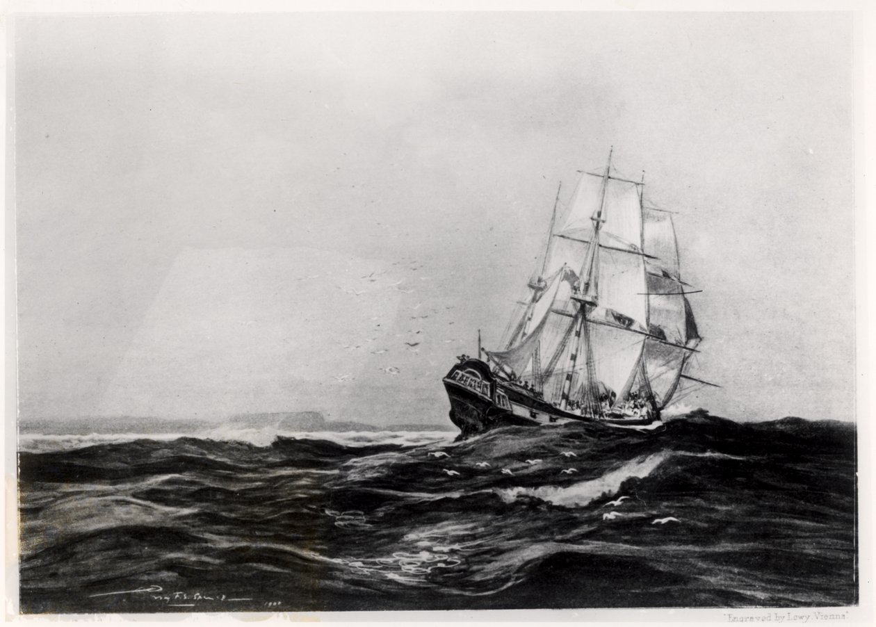 The Endeavour at Sea, 1900, indgraveret af Lowy af Percy F.S. Spence