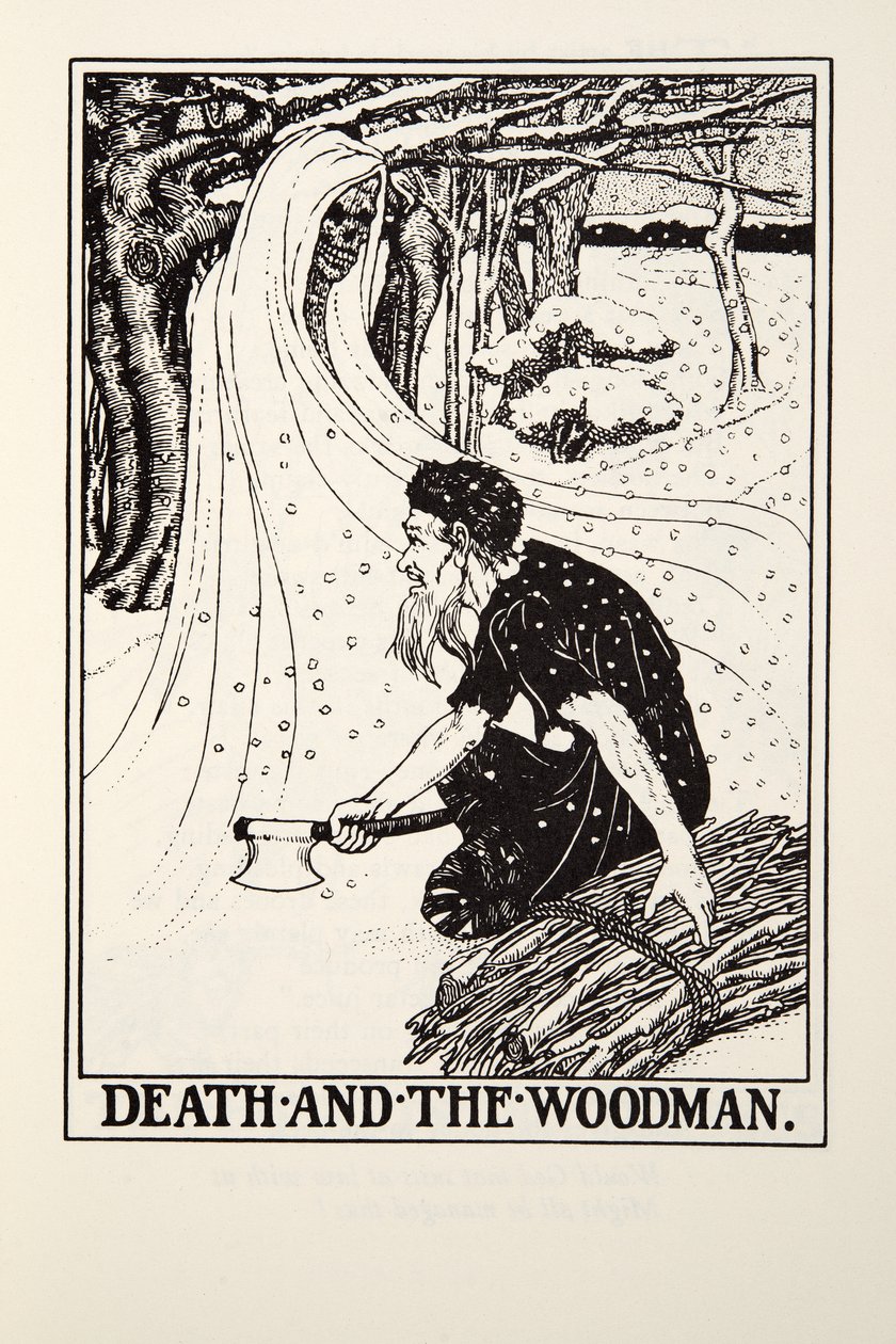 Death and the Woodman, fra Fontaine Fables, pub. 1905 (gravering) af Percy J. Billingshurst