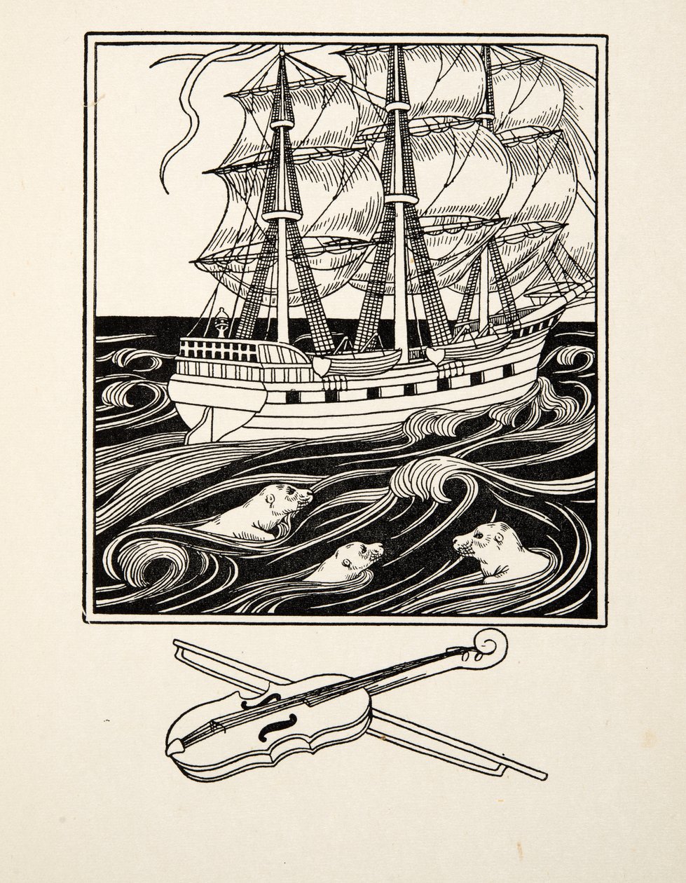 Musical Seals, fra A Hundred Anecdotes of Animals, pub. 1924 (gravering) af Percy J. Billingshurst