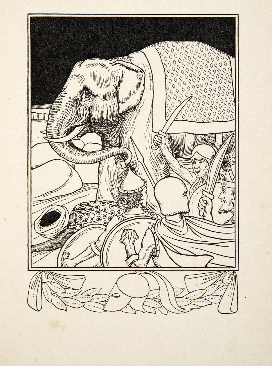 Porus Saved by his Elephant, fra A Hundred Anecdotes of Animals, pub. 1924 af Percy J. Billingshurst