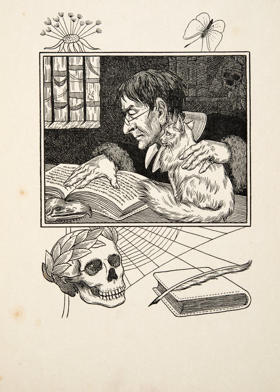 Sonnini og hans kat, fra A Hundred Anecdotes of Animals, pub. 1924 af Percy J. Billingshurst
