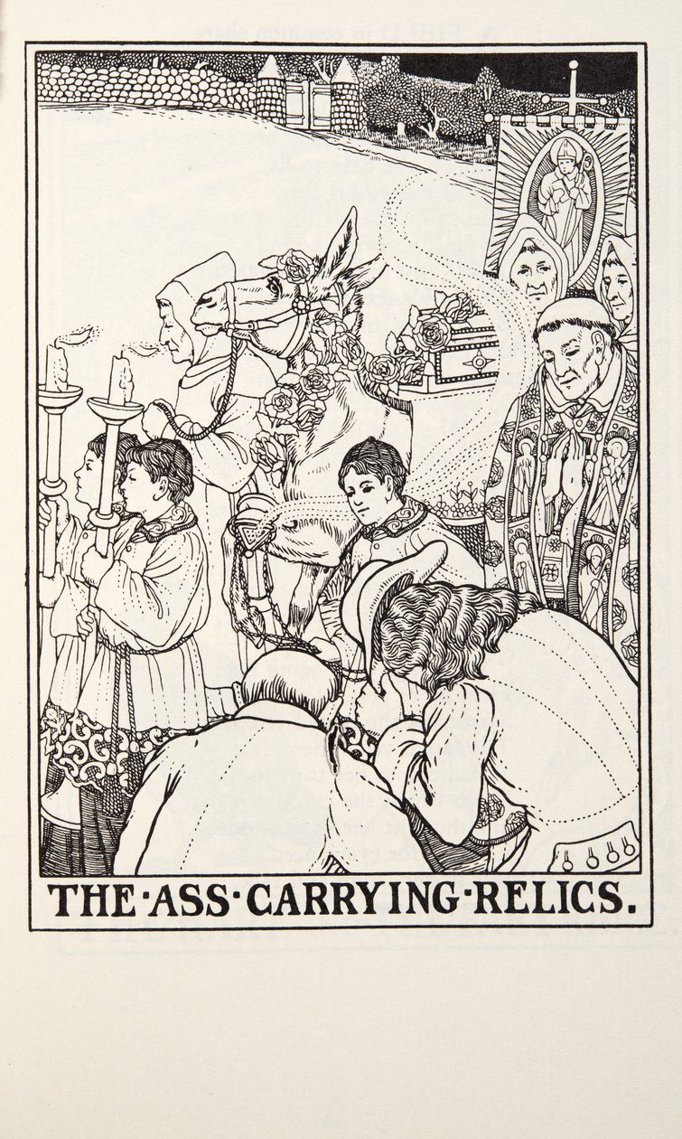 The Ass Carrying Relics, fra Fontaine Fables, pub. 1905 (gravering) af Percy J. Billingshurst