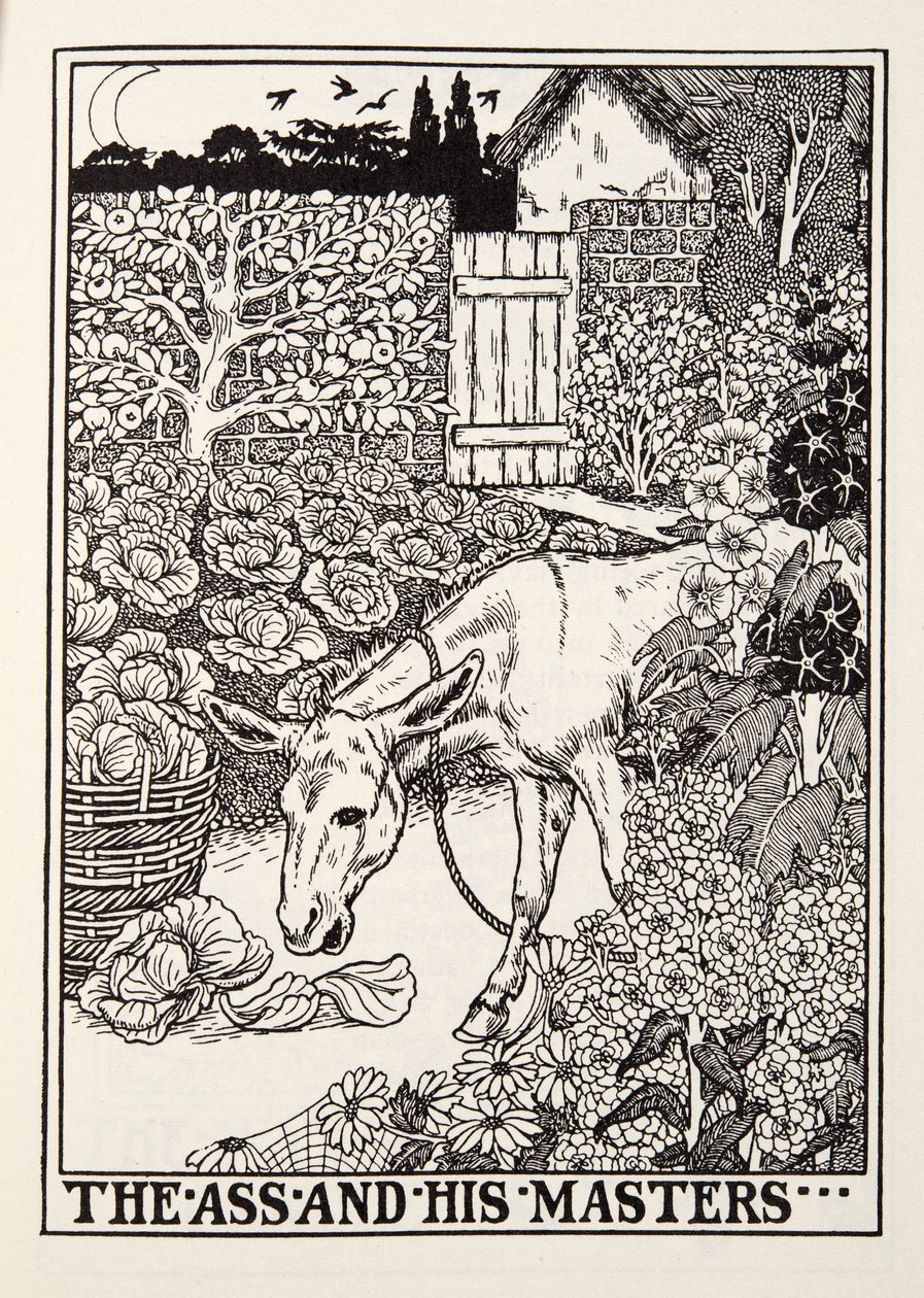 The Ass and his Masters, fra Fontaine Fables, pub. 1905 af Percy J. Billingshurst