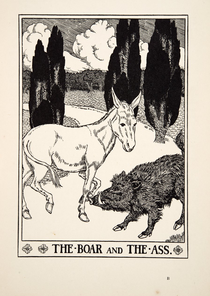 The Boar and the Ass, fra A Hundred Fables of Aesop, pub.1903 af Percy J. Billingshurst