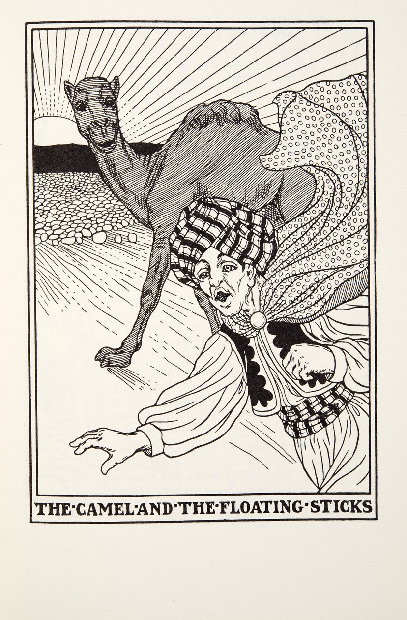 The Camel and the Floating Sticks, fra Fontaine Fables, pub. 1905 af Percy J. Billingshurst